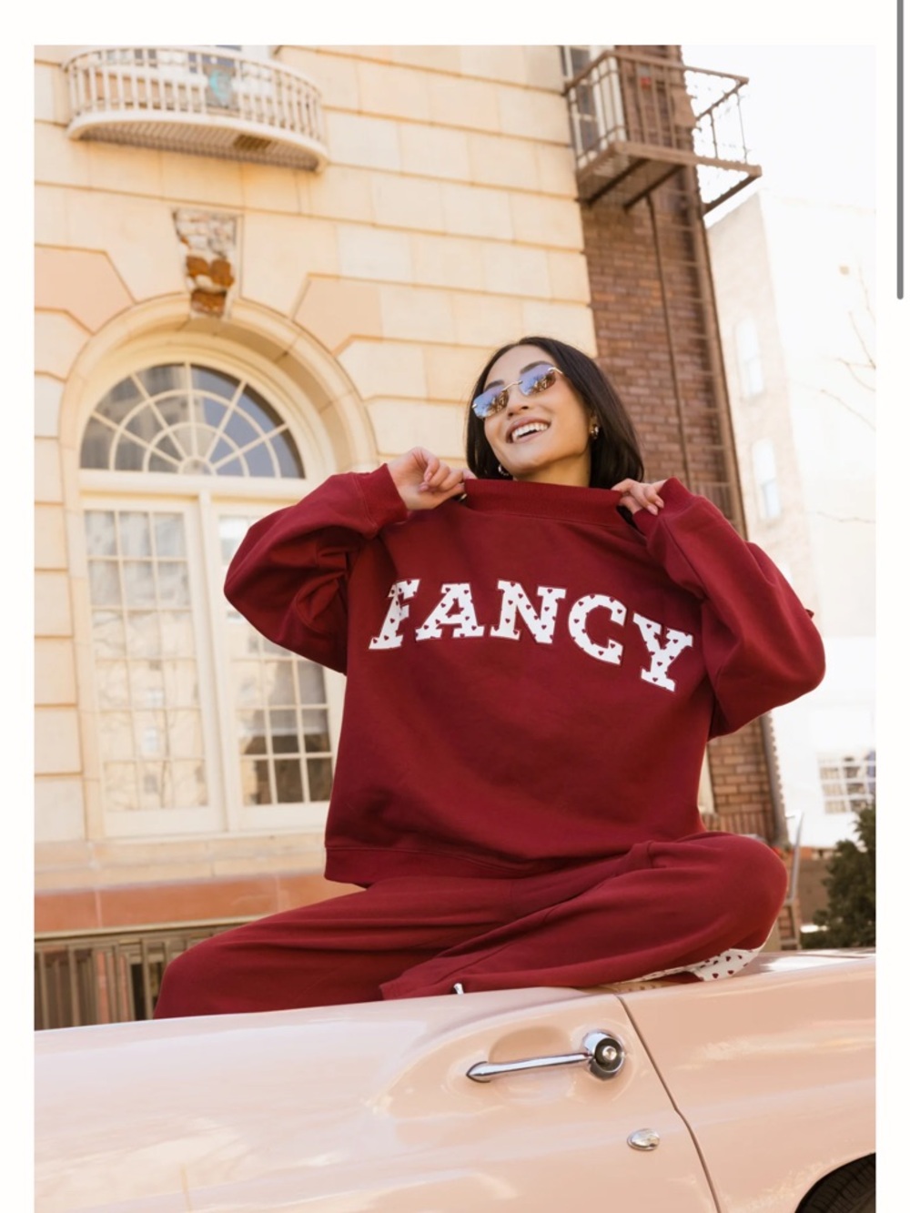 Fancy Oversized Crewneck Sweatshirt and sweatpants - Burgundy